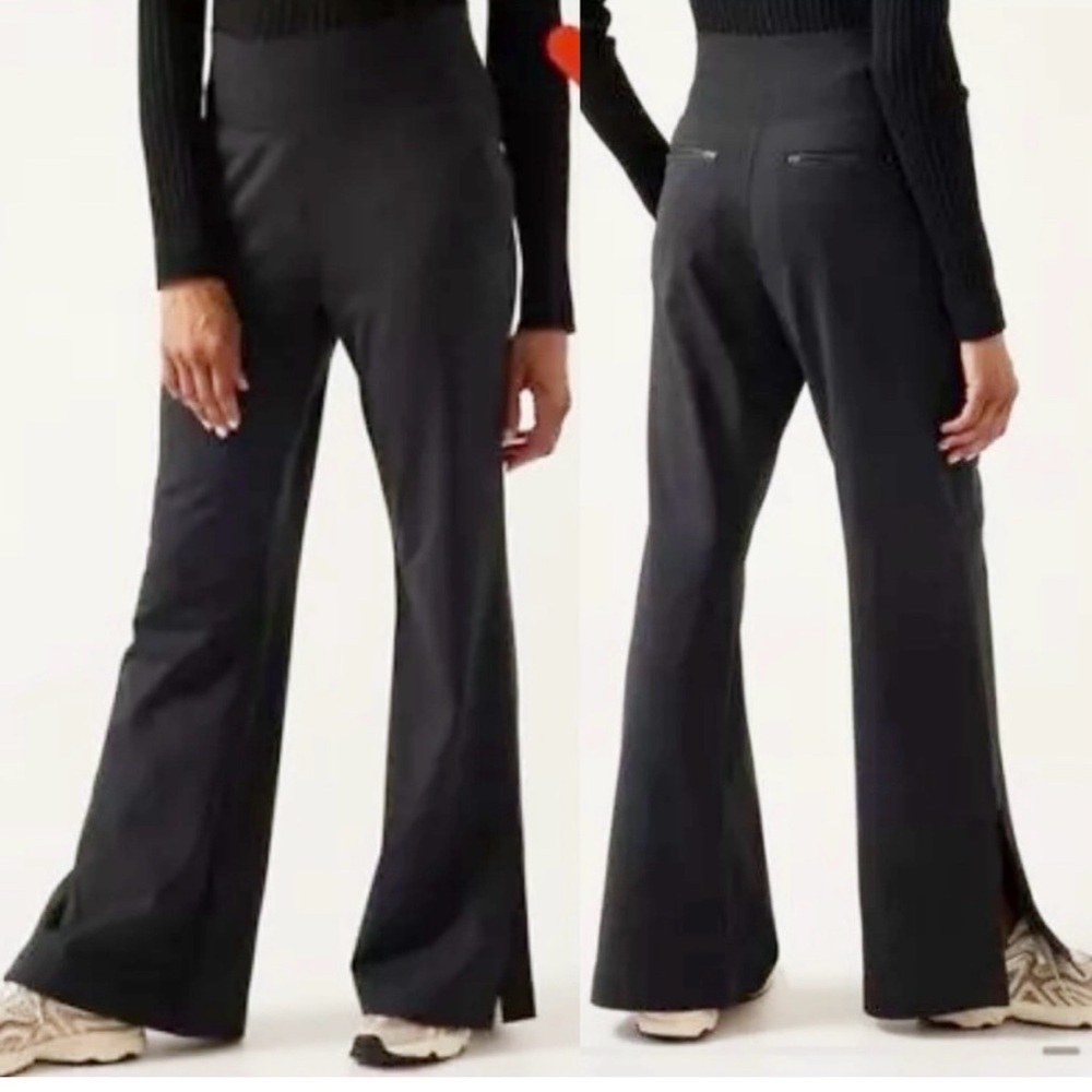 Athleta Venice Flare Pant Sz L Black #882675 Pullon Casual Travel